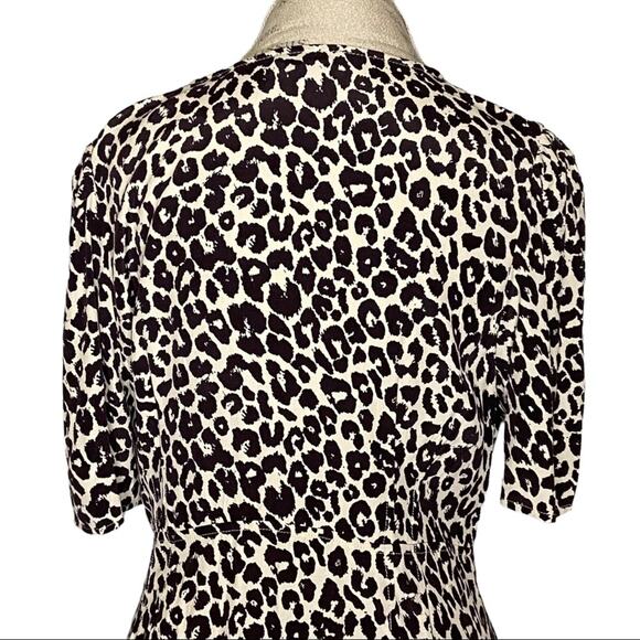 Something Navy Leopard Print Button Minidress Puff Sleeve Size Large NWOT - Picture 9 of 15